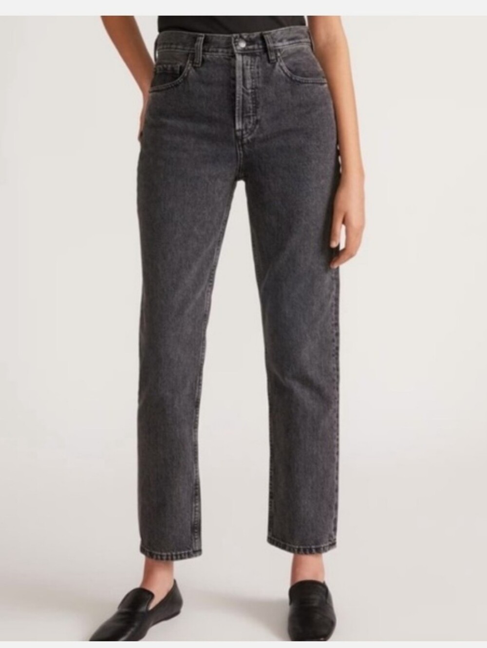 Everlane Organic Cotton The Curvey 90s Cheeky Straight Jean In Washed Black, 28